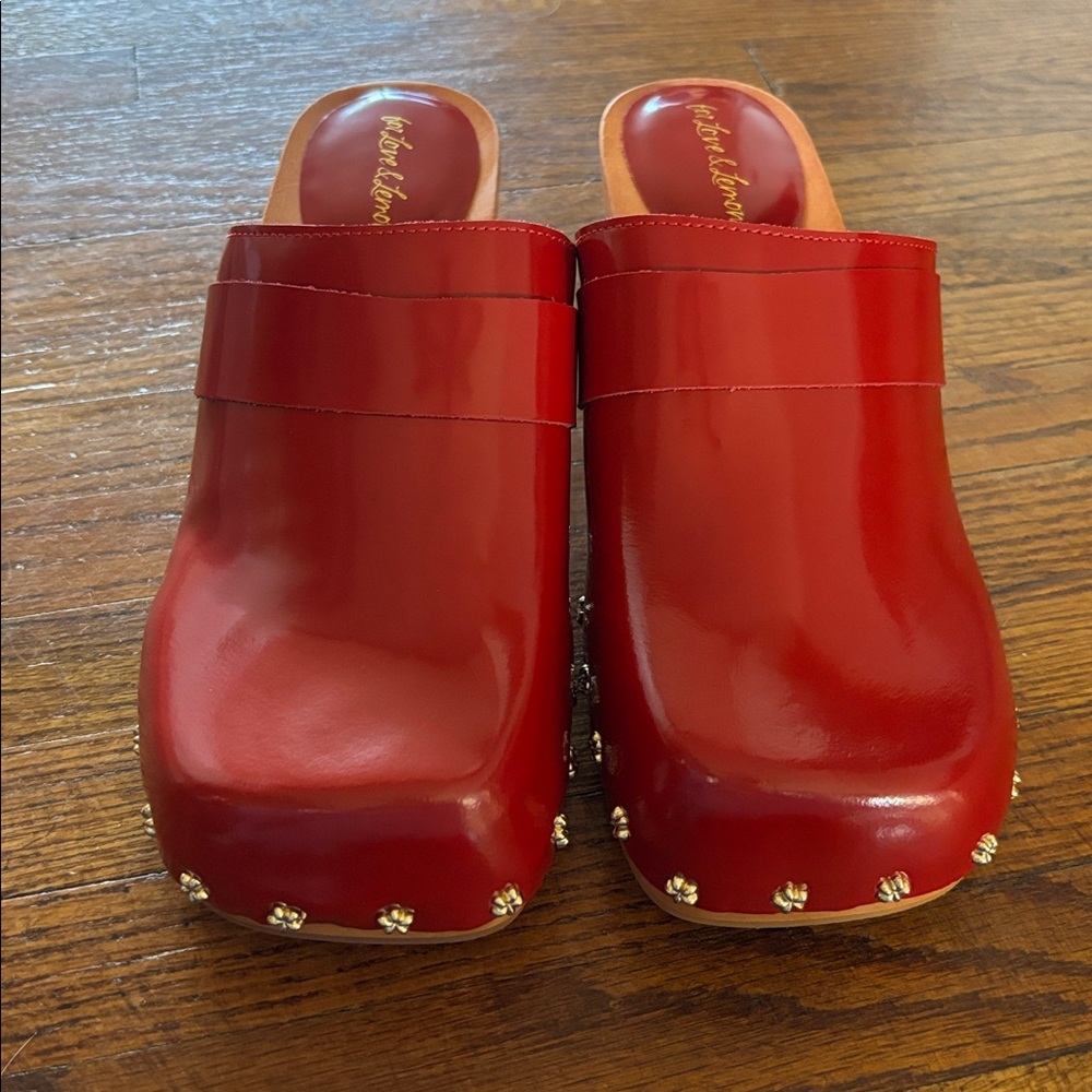 NWT/NIB for love and lemons • Red leather Adahlia clogs - Picture 6 of 7